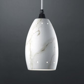 Contemporary Radiance Curve Mini Pendant With Perforations - Justice Design CER-6235-STOC-WTCD