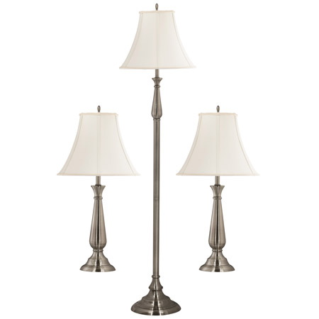 Kenroy Home 29020BS Banister Set Of 2 Table Lamps And 1 Floor Lamp