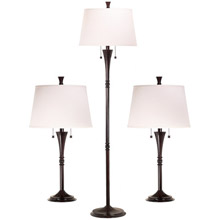 Kenroy Home 30843ORB Park Avenue Set Of 2 Table Lamps And 1 Floor Lamp