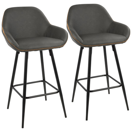 LumiSource B26-CLB BK+GY2 Clubhouse Counter Stools (Set of 2)