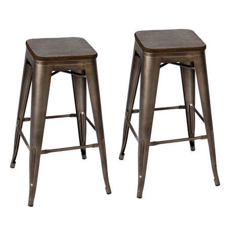 LumiSource BS-TW-OR DK+AN2 Oregon Barstools (Set of 2)