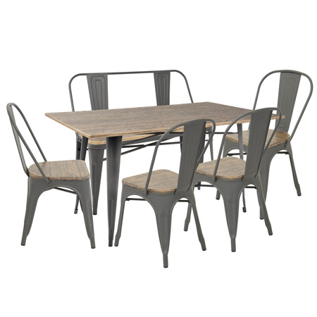 LumiSource DS-OR6 GY+BN Oregon 6-Piece Dining Set