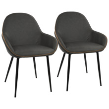 LumiSource DC-CLB BK+GY2 Clubhouse Dining Chairs (Set of 2)