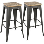 Industrial Oregon Barstools (Set of 2) - LumiSource BS-TW-OR BN+GY2