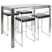 Fuji Counter Set [Table and 4 Stools] - LumiSource C-FUJI5 SS+BK