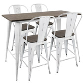 Industrial Oregon High Back Counter Set [Table and 4 Stools] - LumiSource C-ORHB5 VW+E