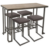Industrial Roman Counter Set [Table and 4 Stools] - LumiSource C-RMN5 AN+BN