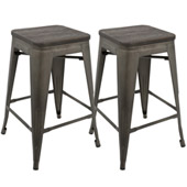 Industrial Oregon Counter Stools (Set of 2) - LumiSource CS-OR AN+E2