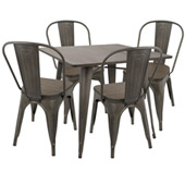 Industrial Oregon 5-Piece Dining Set - LumiSource DS-OR5 AN+E