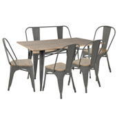 Industrial Oregon 6-Piece Dining Set - LumiSource DS-OR6 GY+BN