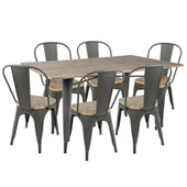 Industrial Oregon 7-Piece Dining Set - LumiSource DS-OR7 GY+BN
