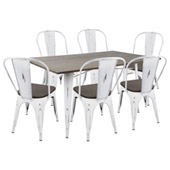 Industrial Oregon 7-Piece Dining Set - LumiSource DS-OR7 VW+E