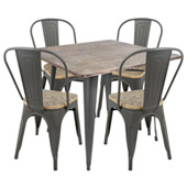 Industrial Oregon 5-Piece Dining Set - LumiSource DS-TW-OR SQ