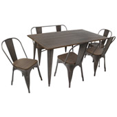 Industrial Oregon 6-Piece Dining Set - LumiSource DS-TW-OR6036 E6
