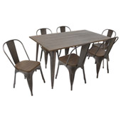 Industrial Oregon 7-Piece Dining Set - LumiSource DS-TW-OR6036 E7