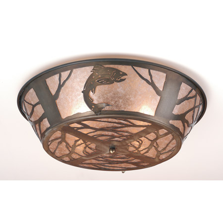 Meyda 10014 Northwoods Leaping Trout Flush Mount Ceiling Fixture