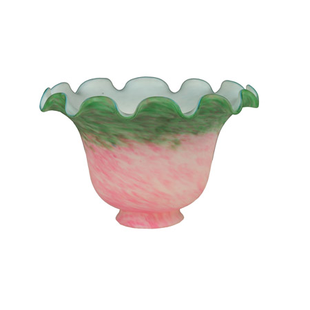 Meyda 11333 Fluted Bell 7"W Pink and Green Shade