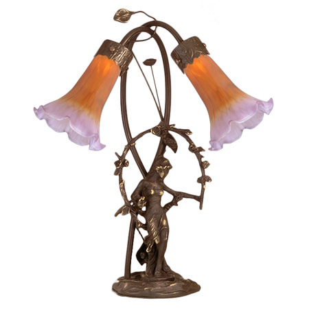 Meyda 11923 Trellis Girl Lily 17"H Amber and Purple 2 LT Accent Lamp