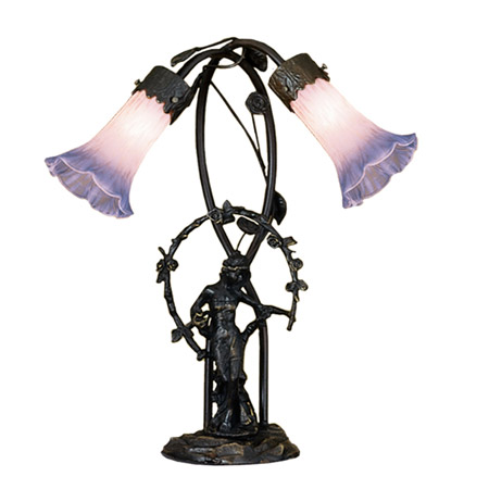 Meyda 11943 Trellis Girl Lily Pink And Blue Accent Lamp