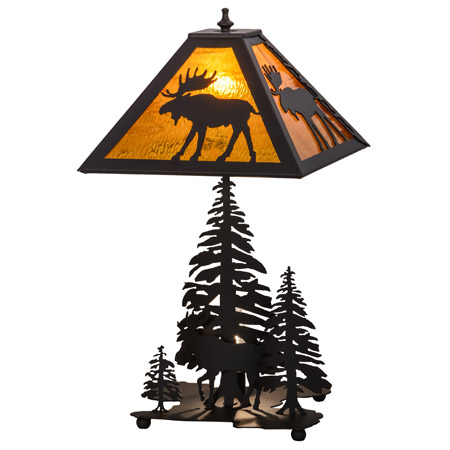 Meyda 151467 Moose Through The Trees 11.5"Sq Table Lamp