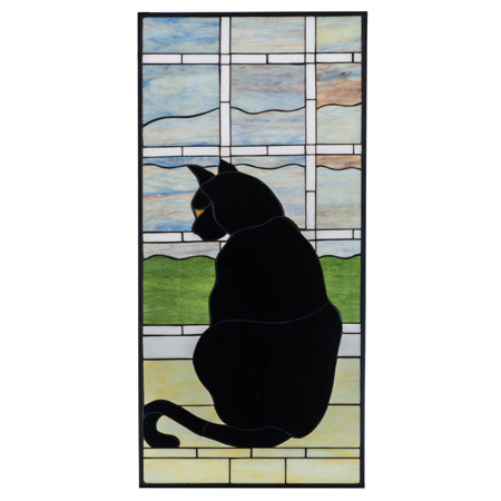 Meyda 164772 Cat in Window 20"W X 42"H Stained Glass Window