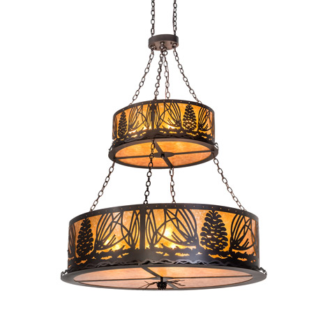 Meyda 193499 Mountain Pine 48" Long Two Tier Oval Inverted Pendant