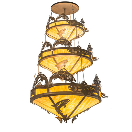 Meyda 195815 Catch of the Day 58" Wide Trout 3 Tier Chandelier