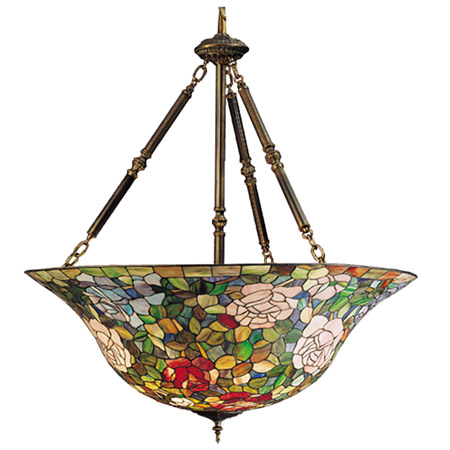 Meyda 26554 Tiffany Rosebush Inverted Hanging Lamp