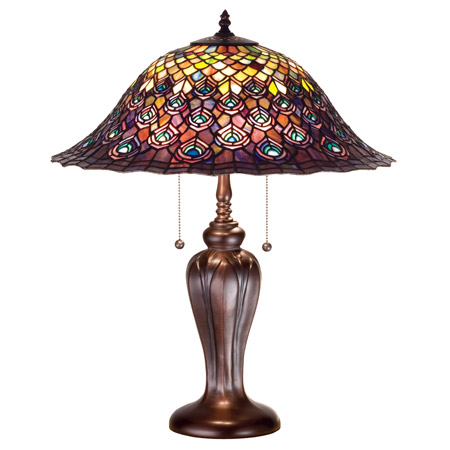 Meyda 26666 Tiffany Peacock Feather Table Lamp