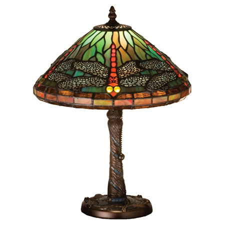 Meyda 26683 Tiffany Dragonfly W/ Twisted Fly Mosaic Base Accent Lamp