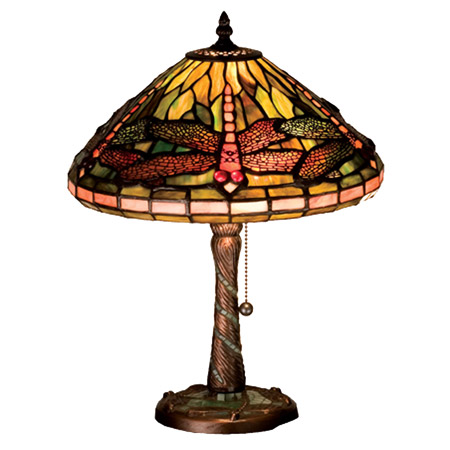 Meyda 27158 Tiffany Dragonfly W/ Twisted Fly Mosaic Base Accent Lamp