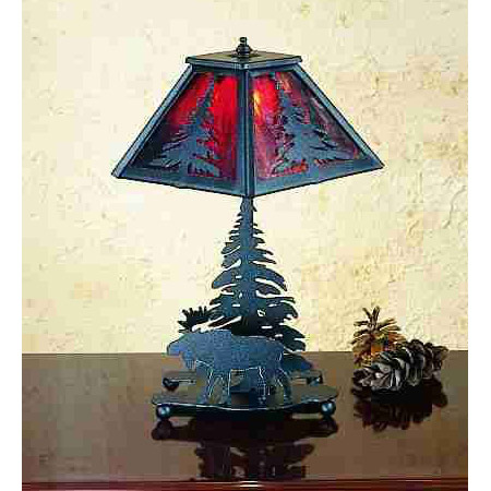Meyda 32477 Pine Tree and Moose Table Lamp