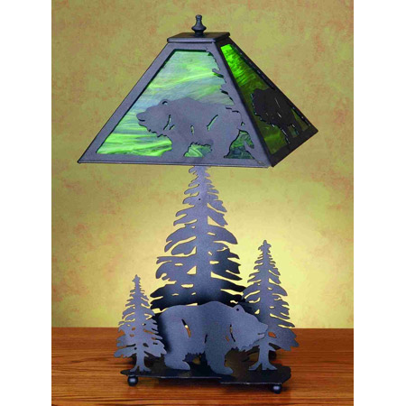 Meyda 32544 Pine Tree and Grizzly Bear Table Lamp