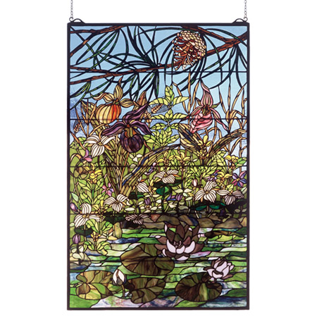 Meyda 50563 Tiffany Woodland Lilypond Stained Glass Window