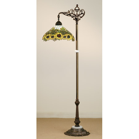 Meyda 65834 Tiffany Sunflower Wild Bridge Arm Floor Lamp