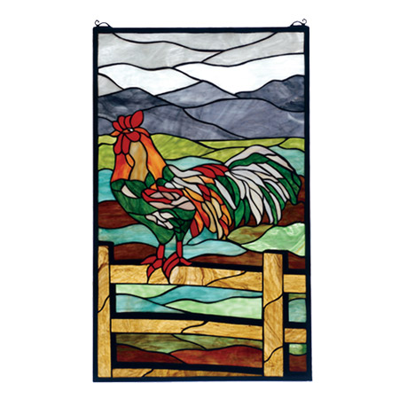 Meyda 69398 Tiffany Rooster Stained Glass Window