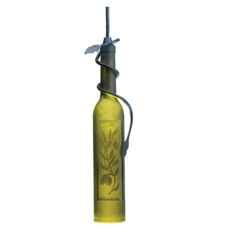 Meyda 71376 Tuscan Vineyard Etched Olive Branch Wine Bottle Mini Pendant