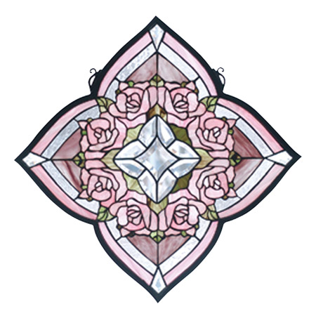 Meyda 72642 Tiffany Ring Of Roses Stained Glass Window