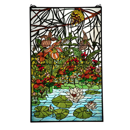 Meyda 77661 Tiffany Woodland Lilypond Stained Glass Window
