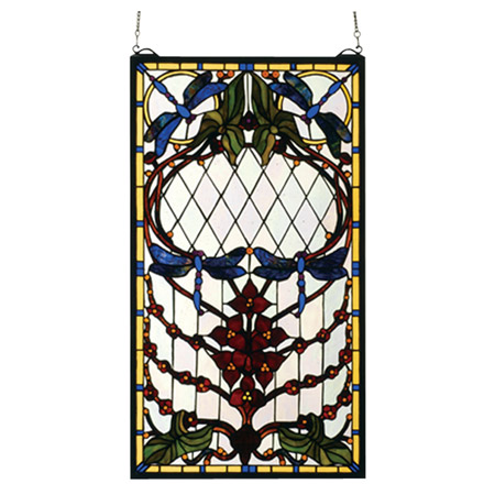 Meyda 77734 Tiffany Dragonfly Allure Stained Glass Window