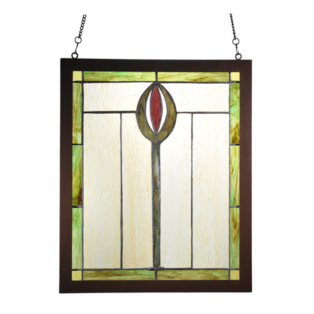 Meyda 98100 Tiffany Spear Wood Frame Stained Glass Window