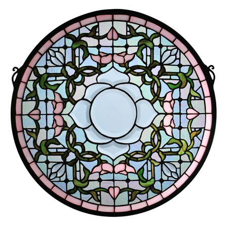 Meyda 99019 Tiffany Tulip Bevel Medallion Stained Glass Window