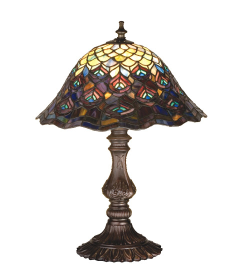 Meyda 67885 Tiffany Peacock Feathers Table Lamp