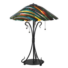 Meyda 108407 Penna Di Pavone Fused Glass Table Lamp