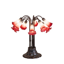 Meyda 12301 Pond Lily 22"H Pink/White 10 Light Table Lamp