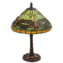 Meyda 220523 Tiffany Dragonfly 17" High W/Twisted Fly Mosaic Base Table Lamp