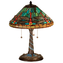 Meyda 26682 Tiffany Dragonfly W/ Twisted Fly Mosaic Base Table Lamp