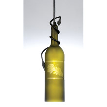Meyda 32702 Tuscan Vineyard Etched Grapes Wine Bottle Mini Pendant