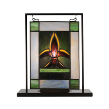Meyda 56832 Tiffany Fleur-De-Lis 6"W X 9"H Lighted Mini Tabletop Window