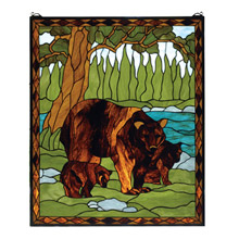 Meyda 72935 Brown Bear Stained Glass Window